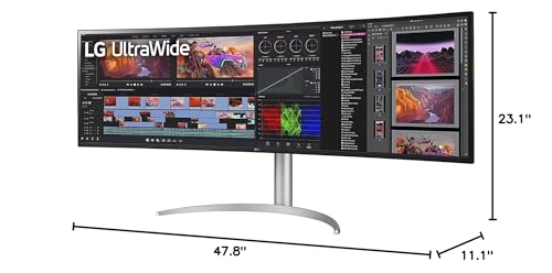 LG 49WQ95C-W 49 Inch 32:9 Curved UltraWide DQHD (5120 x 1440) Nano IPS Monitor, NVIDIA G-SYNC Compatible & AMD FreeSync Premium Pro, HDMI 2.1 & USB Type-C (90W PD), Tilt/Height/Swivel Adjustable