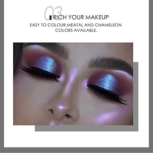 AKARY 12 Colors Glitter Eyeshadow, Mashed Potato Pearlescent Monochrome Eyeshadow Polarized Light Not Smudged Eye Shadow, Highly Pigmented Eye Makeup Cosmetics Gift for Women And Girls Eye Brightening Flash Powder (#03 Golden Brown)