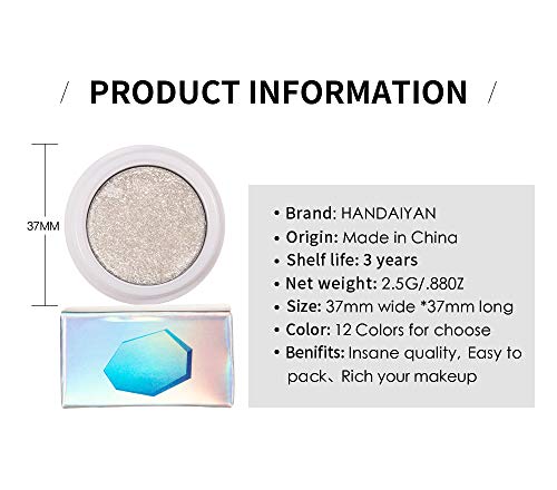 AKARY 12 Colors Glitter Eyeshadow, Mashed Potato Pearlescent Monochrome Eyeshadow Polarized Light Not Smudged Eye Shadow, Highly Pigmented Eye Makeup Cosmetics Gift for Women And Girls Eye Brightening Flash Powder (#03 Golden Brown)