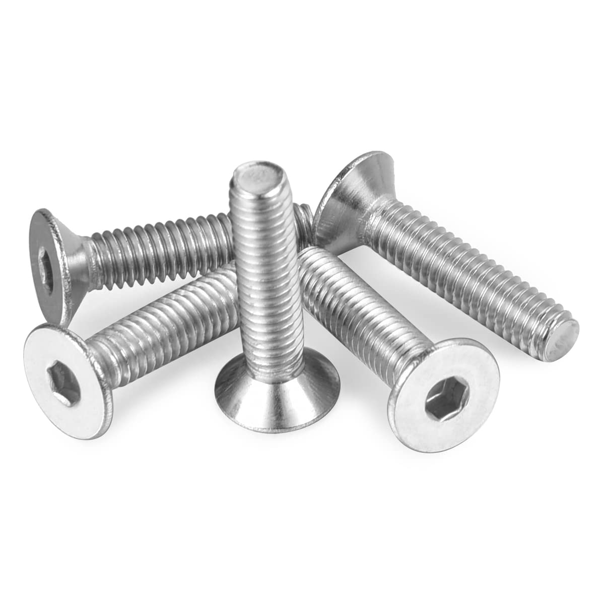 1/4-20 x 1" Flat Head Socket Cap Screws 304 Stainless Steel Bright Finish Full Thread Hex Socket Countersunk Bolts 30pcs