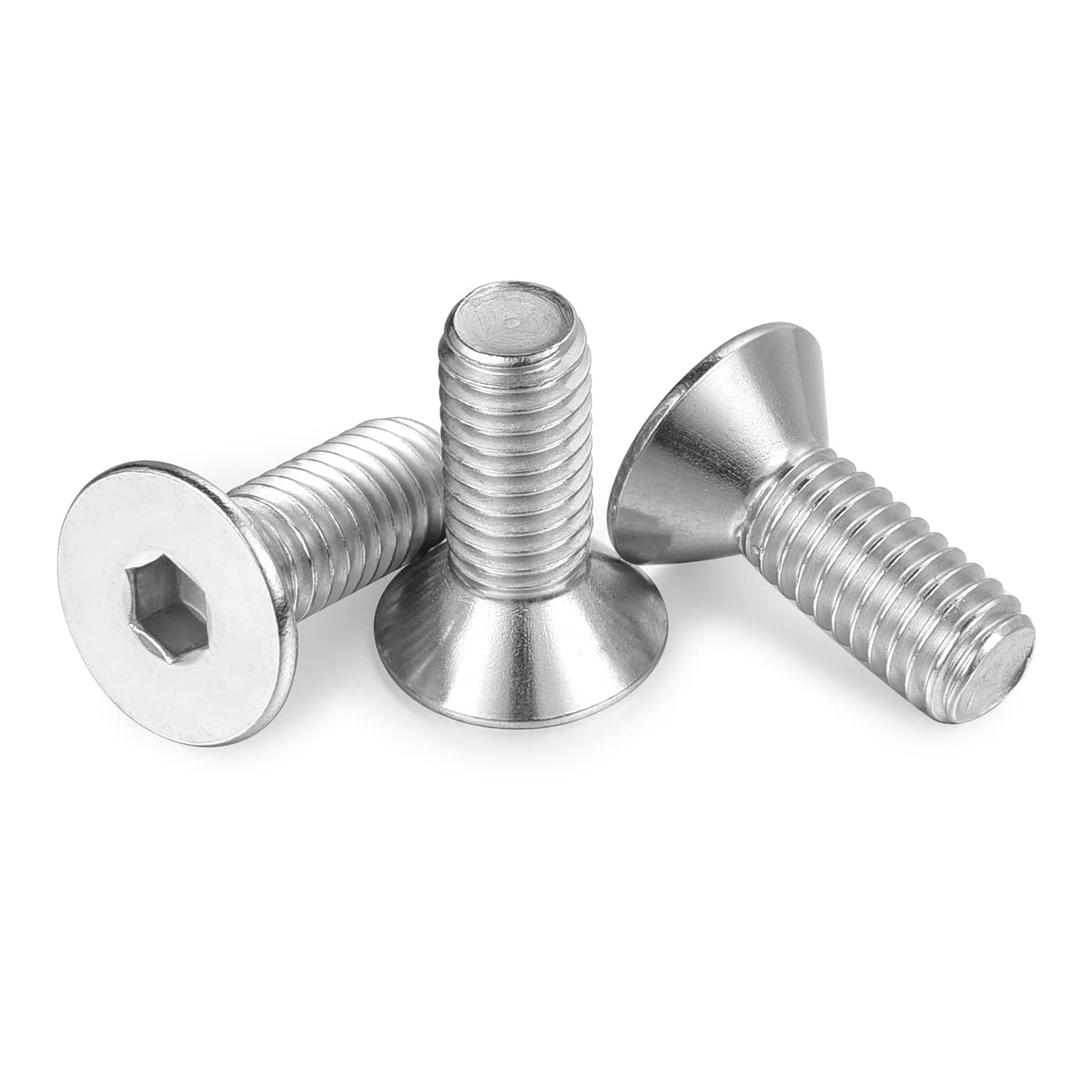 1/4-20 x 1" Flat Head Socket Cap Screws 304 Stainless Steel Bright Finish Full Thread Hex Socket Countersunk Bolts 30pcs