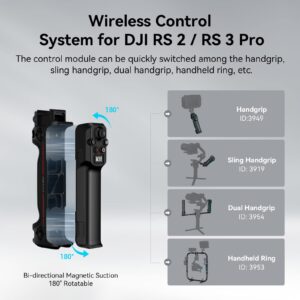 SMALLRIG Wireless Control Handle for DJI RS 2 RS 3 Pro, Foldable Handle with Control Module, Threaded Holes, Built-in Cold Shoe and NATO Rail - 3919