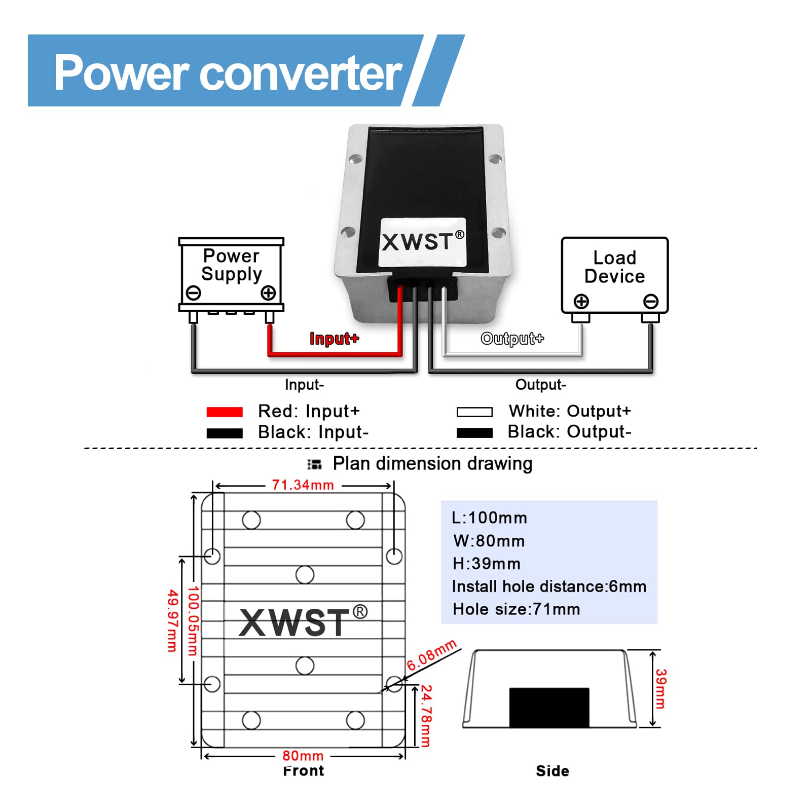 XWST DC DC Converter Reducer 20-90v 24v 36v 48v 60v 72v to 12v DC Converter Step Down Buck 24A 12v dc Voltage Regulator for Golf Cart Car Device (XW-2090-12-24A)…