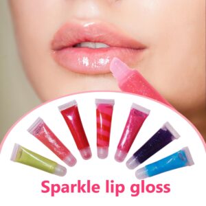 M&U Glitter Lip Gloss Set with Carrying Case, 12Pcs Assorted Flavors Moisturizing Shimmer Glossy Lip Party Favor Make-up for Kids and Teens Ages 5+