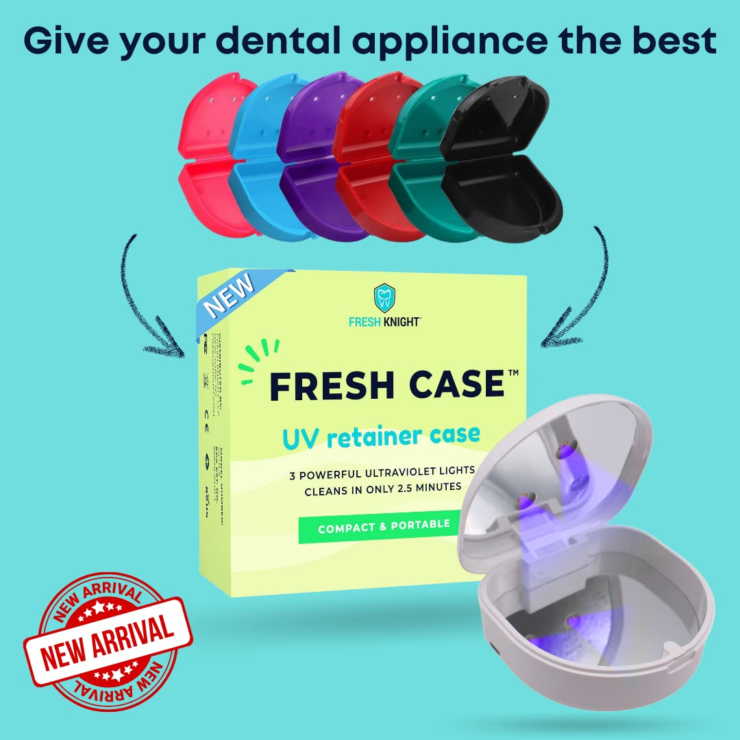 FRESH KNIGHT UV Retainer Case | UVC Retainer Cleaner, Disinfects Cleans and Removes Odors, Mouth Guard Case, compatible for Invisalign Case, Retainer Cases | Fresh Case