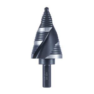 anfrere 3 sizes m2 step drill bit, 7/8", 1-1/8", 1-3/8" black cone drill bits for steel metal sheet hole drilling cutting, multiple hole sprial unibit, stepped up bits home tools