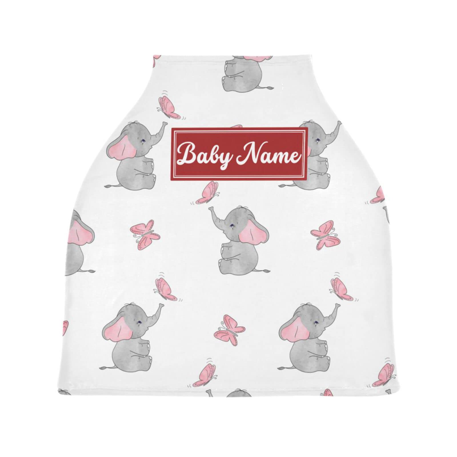 Personalized Baby Car Seat Cover Custom Name Nursing Cover Elephant Butterfly Breastfeeding Scarf Newborn Essentials for Baby