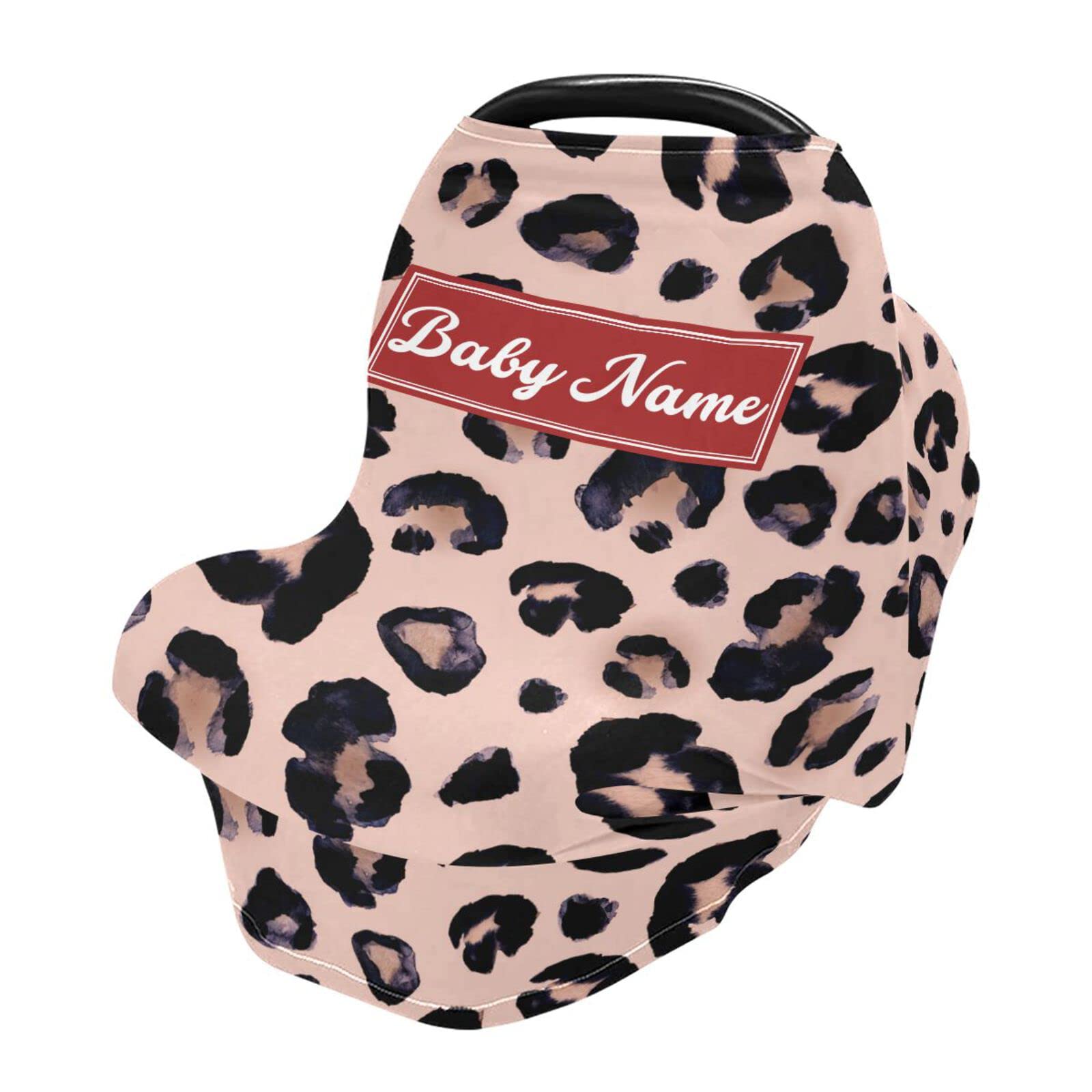 Personalized Baby Car Seat Cover Custom Name Nursing Cover Leopard Breastfeeding Scarf Newborn Essentials for Baby Boy