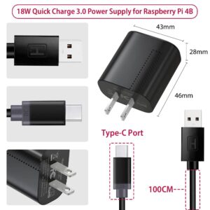 GeeekPi Starter Kit for Raspberry Pi 4 8GB - 64GB Edition, DeskPi Lite Case with Power Button/Heatsink with PWM Fan, QC3.0 Power Supply, HDMI Cable, Card Reader (8GB RAM)