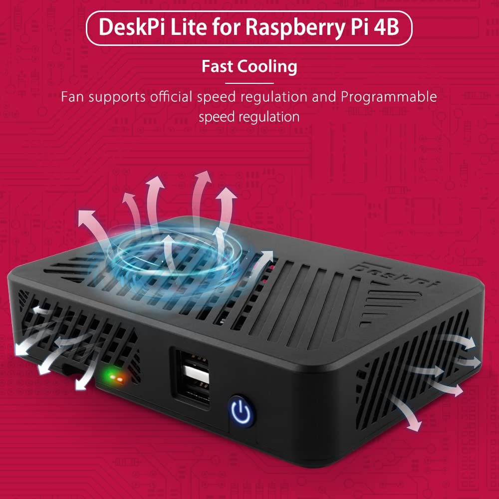 GeeekPi Starter Kit for Raspberry Pi 4 8GB - 64GB Edition, DeskPi Lite Case with Power Button/Heatsink with PWM Fan, QC3.0 Power Supply, HDMI Cable, Card Reader (8GB RAM)