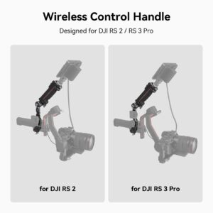 SMALLRIG Wireless Control Handle for DJI RS 2 RS 3 Pro, Foldable Handle with Control Module, Threaded Holes, Built-in Cold Shoe and NATO Rail - 3919