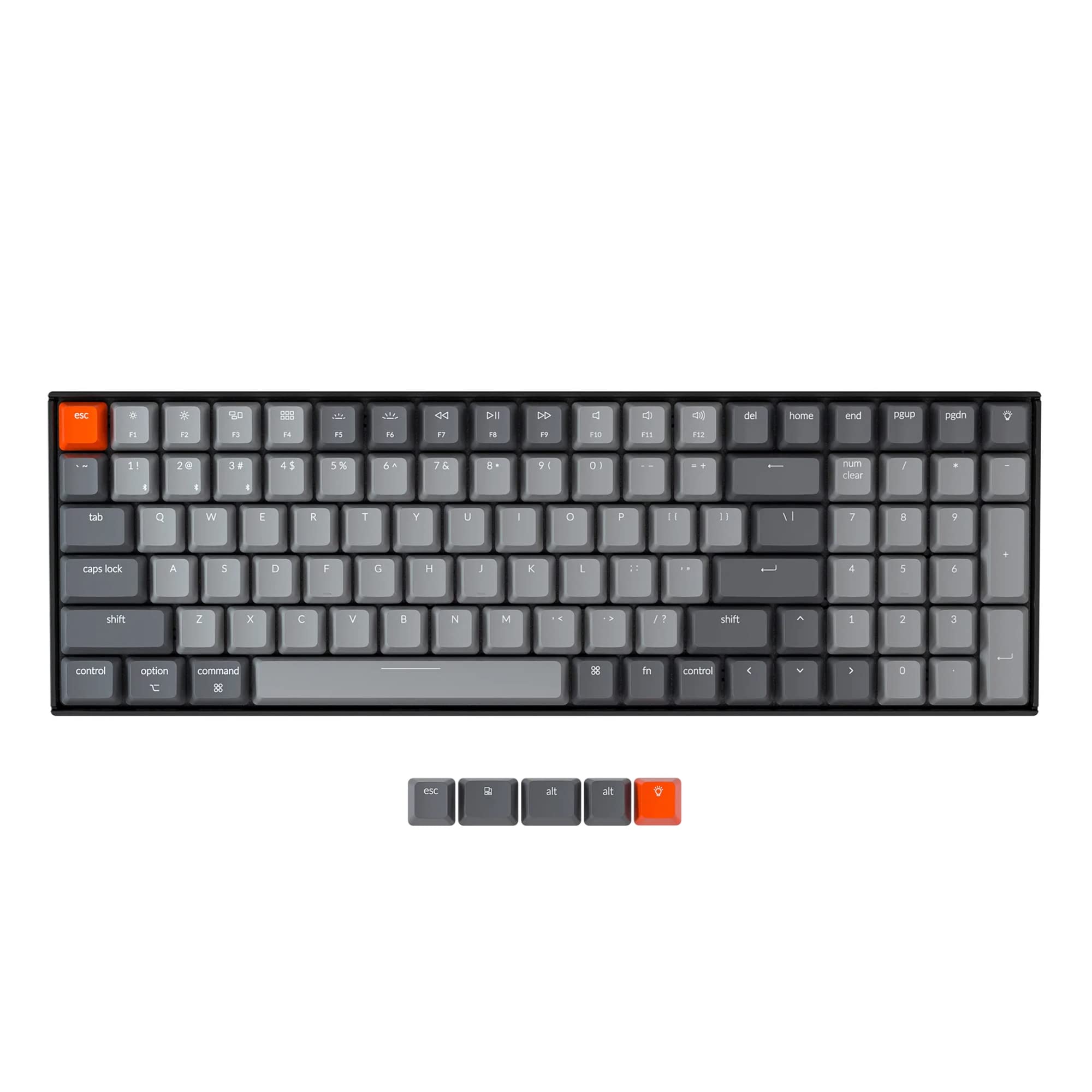 Keychron K4 96% Layout Bluetooth Wireless Mechanical Keyboard, 100 Keys/USB C/White LED Backlit/Gateron G Pro Red Switch/N-Key Rollover, Gaming Keyboard for Mac Windows, Version 2