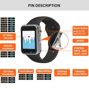 WayPonDEV T-Watch 2020 V3 ESP32-Based Programmable Watch, ESP-IDF or MicroPython(Silver)