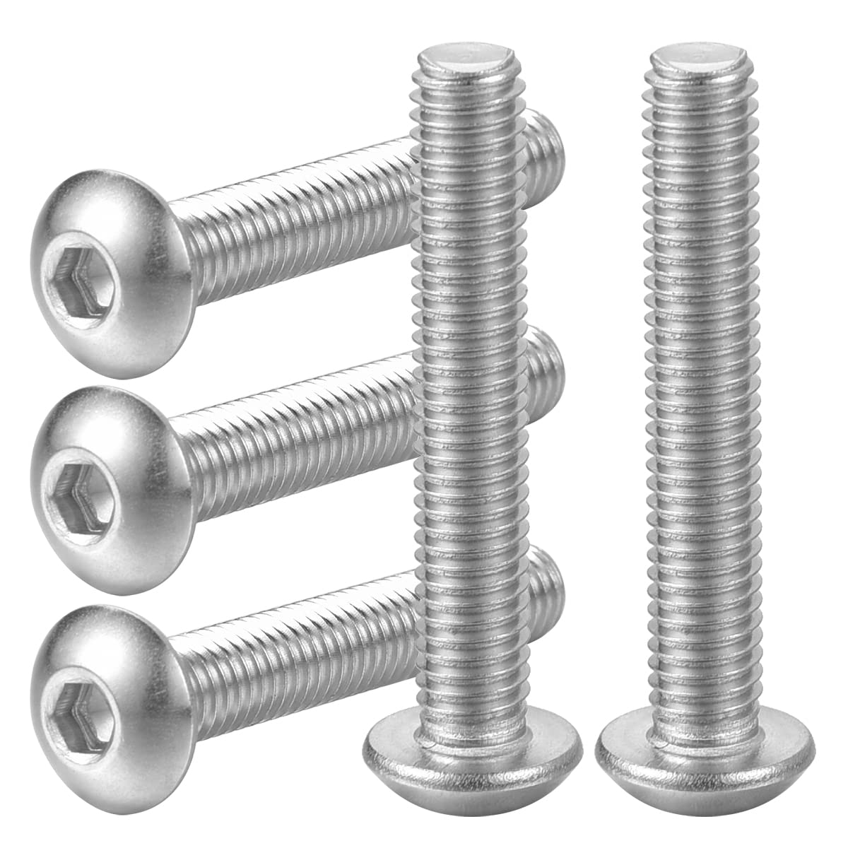 #8-32 x 3/4" Button Head Socket Cap Screws 304 Stainless Steel 18-8, Full Thread, Allen Hex Drive, Coarse Thread, 50PCS