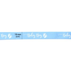 Baby Boy Blue Satin Ribbon for Decoration, Width 19 mm, Ideal for Newborn, Baby Shower, Birthday (Baby Boy) …