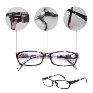 Kerecsen Reading Glasses 5 Pairs Fashion Ladies Readers Spring Hinge with Pattern Print Eyeglasses for Women (Mix Color -2, 3.00)