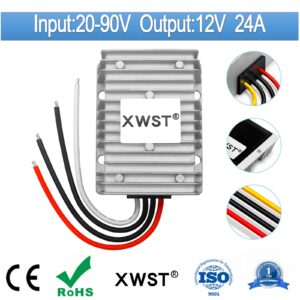 XWST DC DC Converter Reducer 20-90v 24v 36v 48v 60v 72v to 12v DC Converter Step Down Buck 24A 12v dc Voltage Regulator for Golf Cart Car Device (XW-2090-12-24A)…