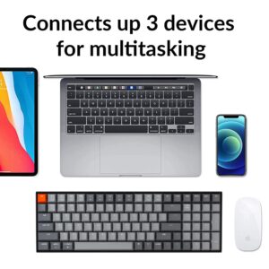 Keychron K4 96% Layout Bluetooth Wireless Mechanical Keyboard, 100 Keys/USB C/White LED Backlit/Gateron G Pro Red Switch/N-Key Rollover, Gaming Keyboard for Mac Windows, Version 2