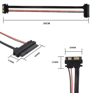 XMSJSIY Slimline Sata 13 Pin Male to 22 Pin Sata Female Cable Adapter,Slimline Serial ATA 7+6 Pin to SATA 7+15 Pin Extension Connector for 2.5” HDD,SSD and Laptop CD-ROM - 2PCS 30cm…