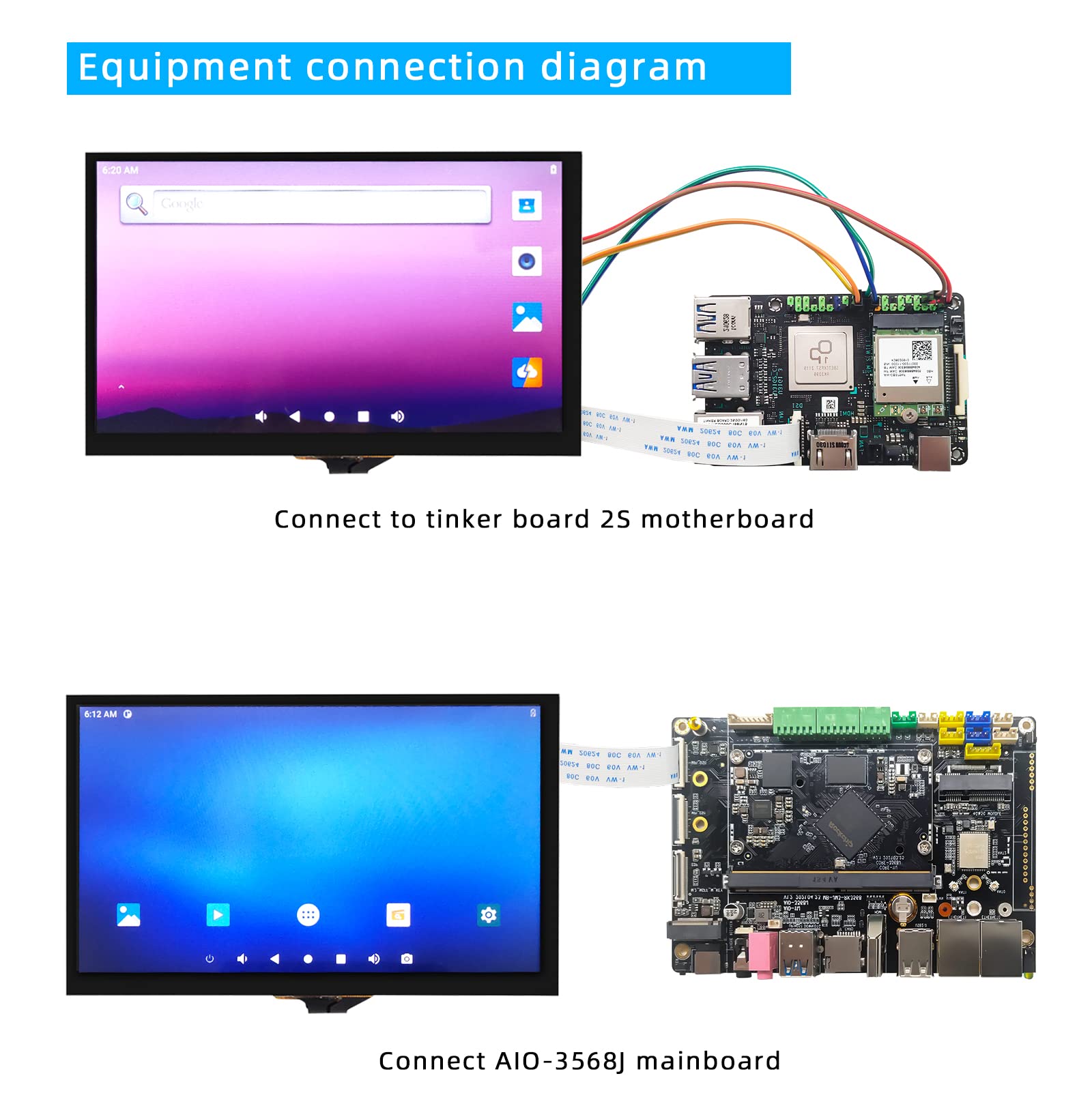 youyeetoo 7inch MIPI LCD Touch Screen 1024x600 5 Point Capacitive 75Hz Support Tinker Board 2S, Firefly ITX-RK3568J/ROC-RK3568-PC/ROC-RK3588S-PC/ITX-3588J