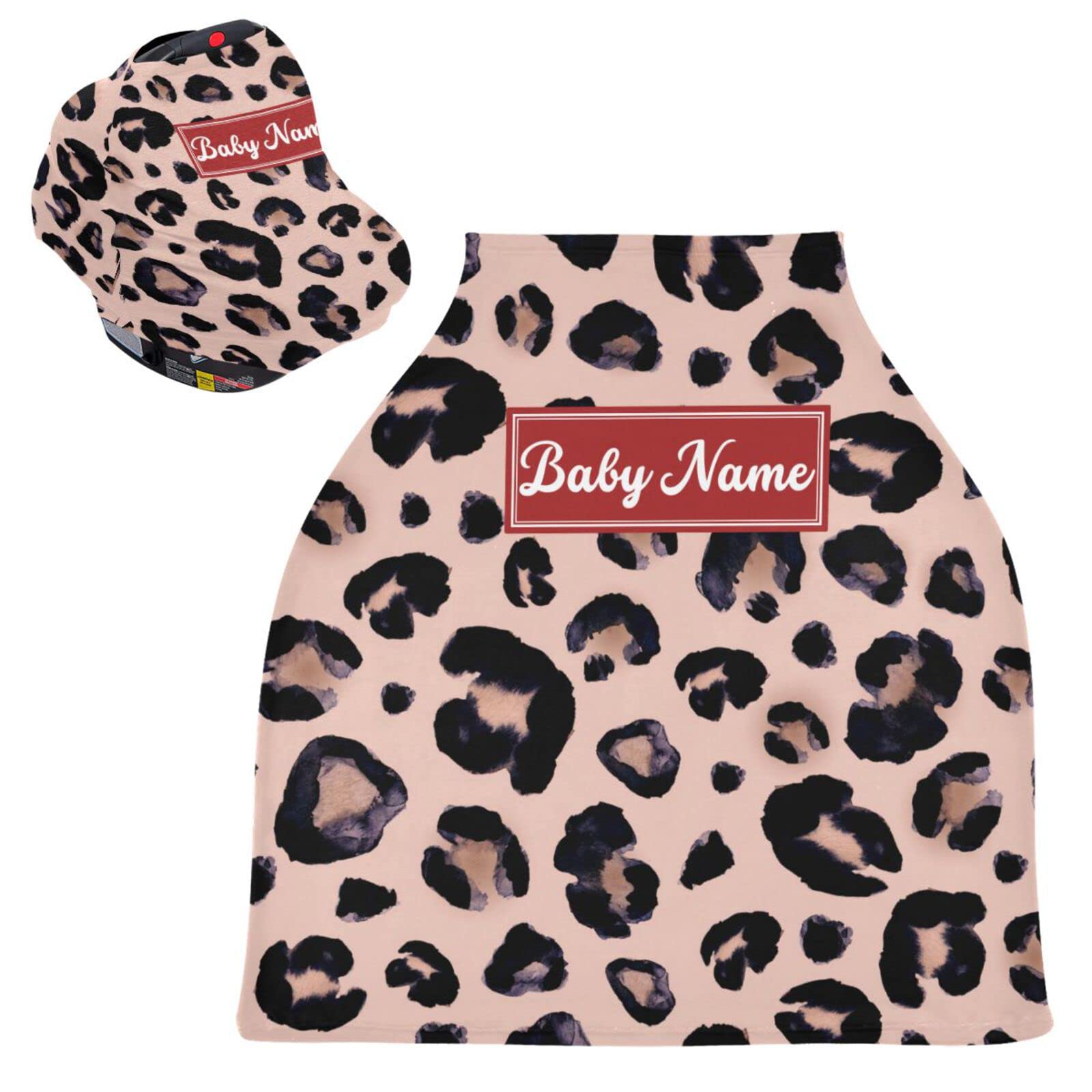 Personalized Baby Car Seat Cover Custom Name Nursing Cover Leopard Breastfeeding Scarf Newborn Essentials for Baby Boy