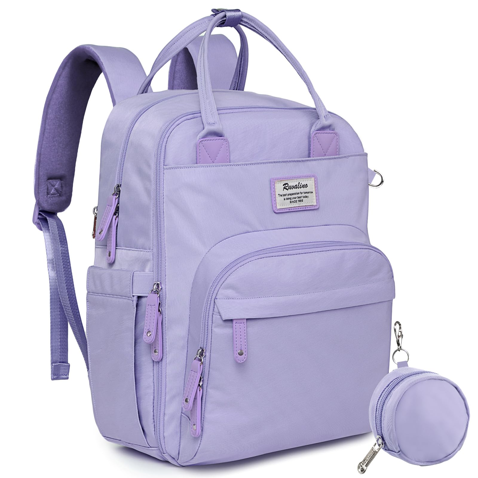 RUVALINO Diaper Bag Backpack - Multifunction Waterproof Travel Backpack, Maternity Baby Bag Tote for Girls with Changing Pad & Stroller Ring & Pacifier Case - Baby Registry Search - Taro Purple