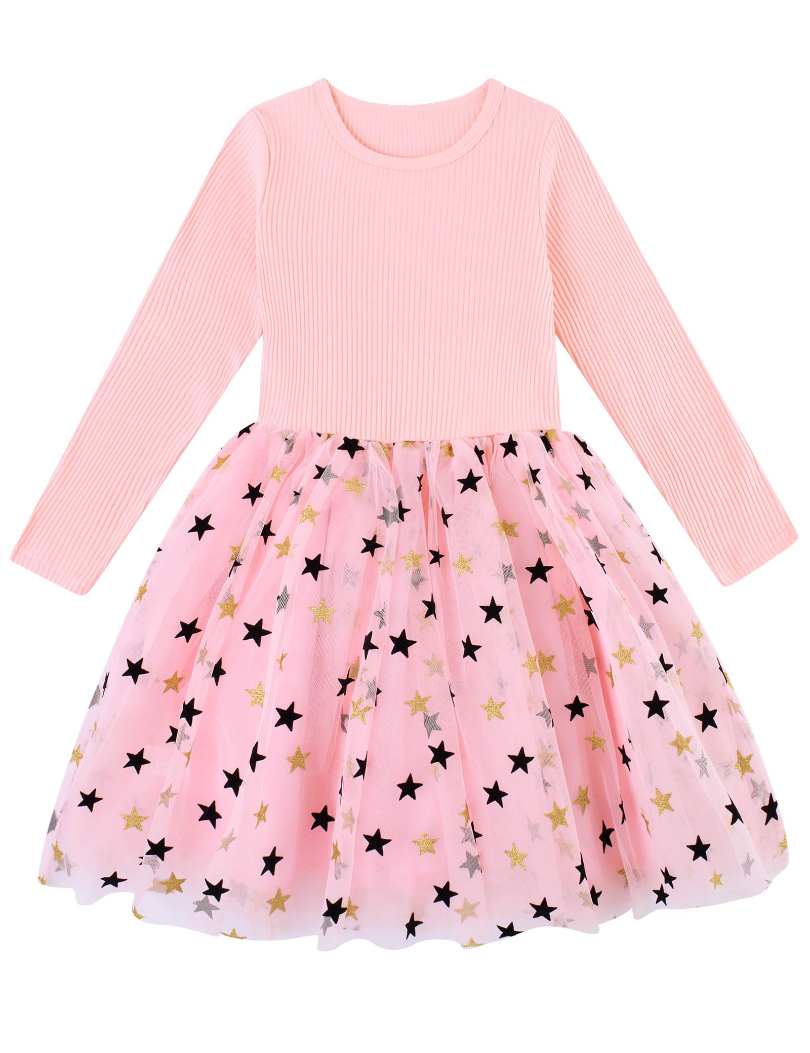 Kimoda Tutu Dresses for Girls Size 6-7 Pink Long Sleeve Toddler Dress Size 6 for Fall Winter Frocks Girls Size 7