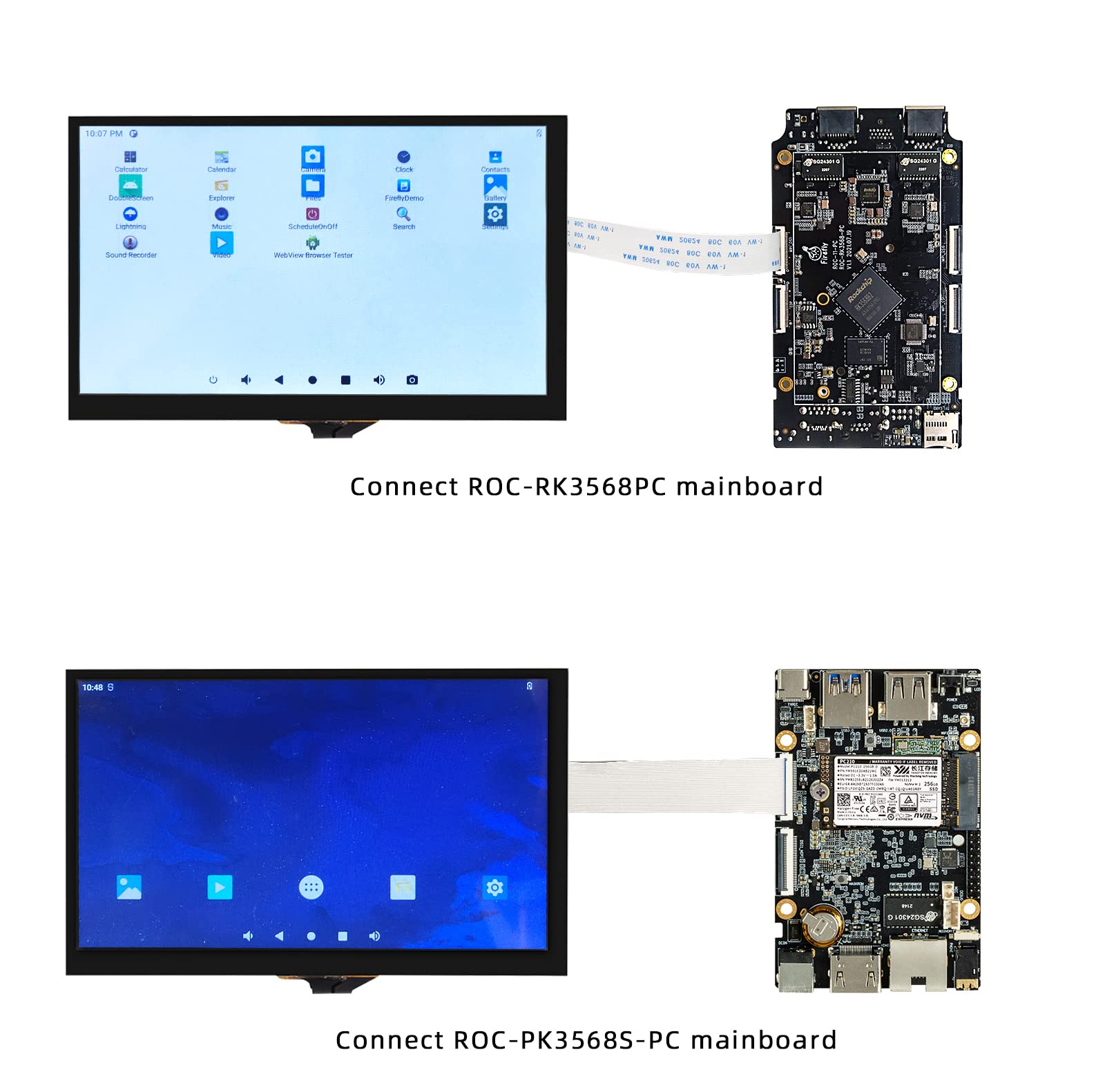 youyeetoo 7inch MIPI LCD Touch Screen 1024x600 5 Point Capacitive 75Hz Support Tinker Board 2S, Firefly ITX-RK3568J/ROC-RK3568-PC/ROC-RK3588S-PC/ITX-3588J