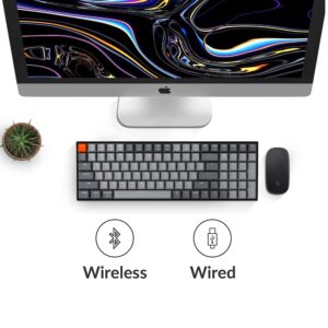 Keychron K4 96% Layout Bluetooth Wireless Mechanical Keyboard, 100 Keys/USB C/White LED Backlit/Gateron G Pro Red Switch/N-Key Rollover, Gaming Keyboard for Mac Windows, Version 2