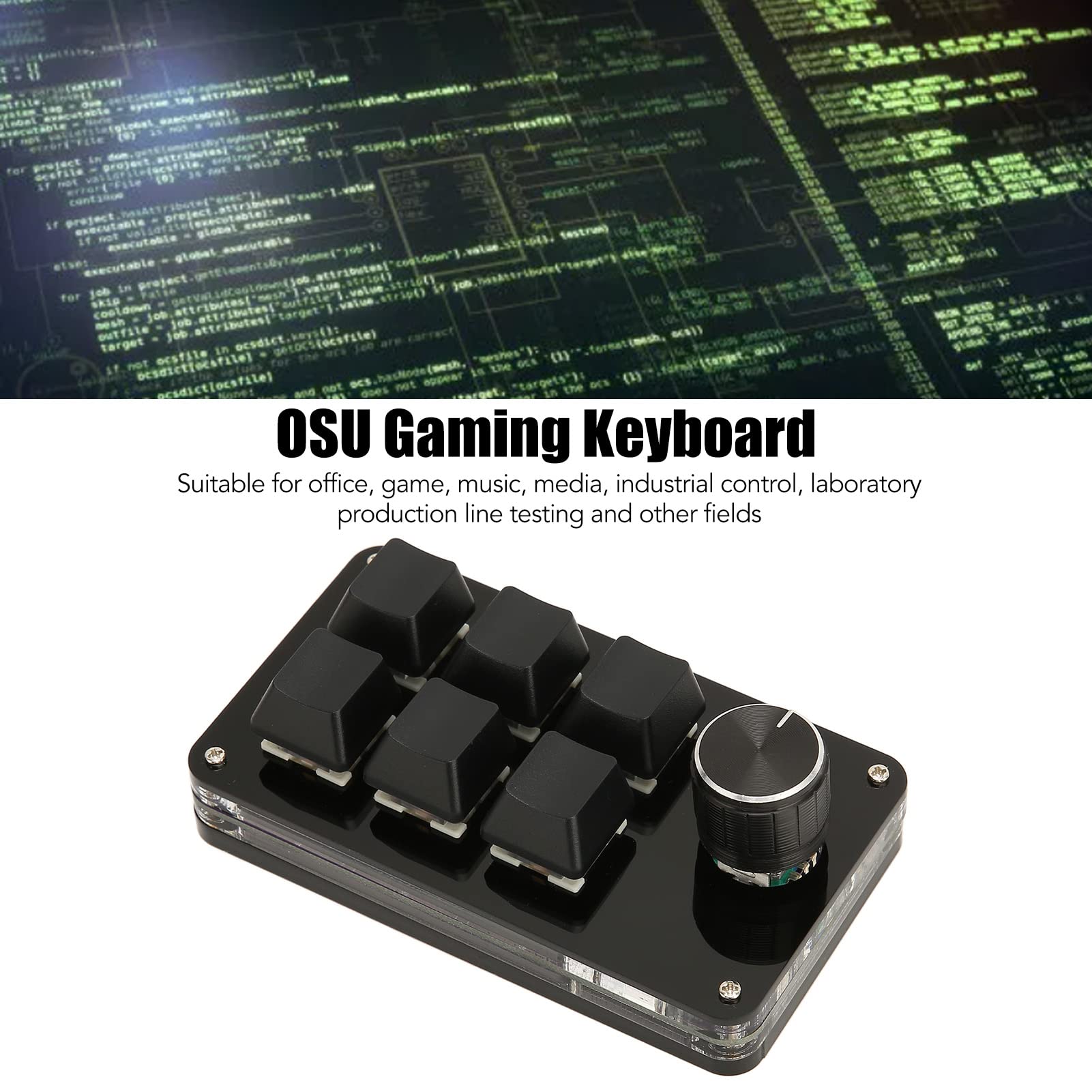 6 Key Mini Keypad One Handed Mechanical Gaming Keyboard with Knob,USB DIY Programmable Keyboard OSU Gaming Keyboard for Gaming Office