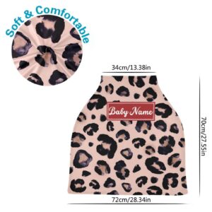 Personalized Baby Car Seat Cover Custom Name Nursing Cover Leopard Breastfeeding Scarf Newborn Essentials for Baby Boy