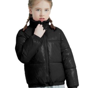 AMEBELLE Toddler Baby Girl Boy Unisex Warm Stand Collar Lightweight Zip Up Down Jacket Coats(1672-Black-6/7Y)