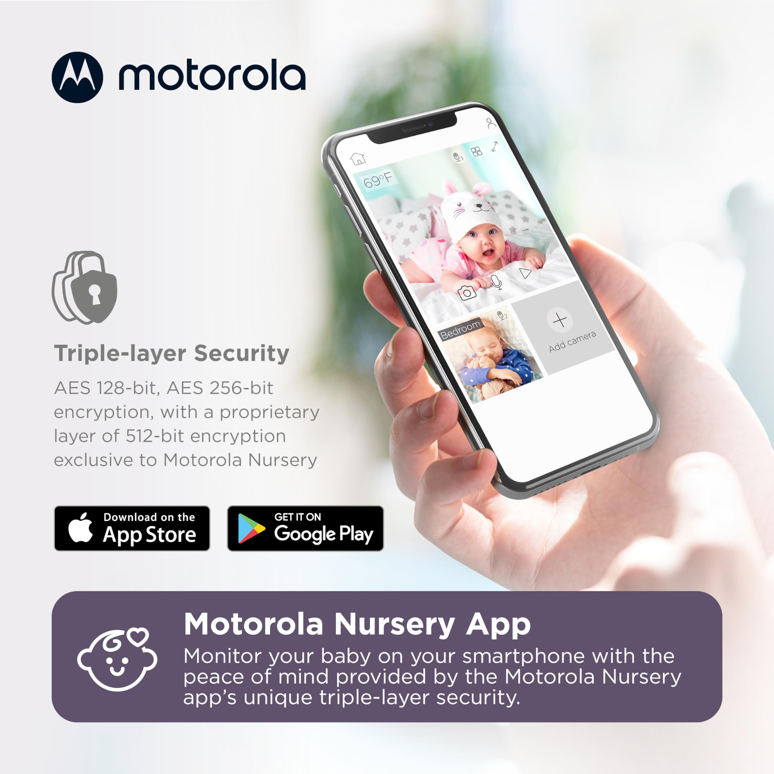 Motorola Video Baby Monitor PIP1500-5" Screen, WiFi, 2 Cameras - Wall Mount, Smart Phone Nursery App, 1000ft Range, Two-Way Audio, Split-Screen, Digital Pan-Tilt-Zoom, Room Temp, Lullabies