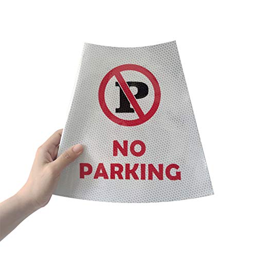 BATTIFE 6 Pack NO Parking Reflective Collars Stickers for Traffic Safety Cones, 360° High Visible Signs for Driveway Road Outdoor Use