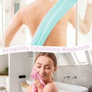 4 Pcs Exfoliating Back Scrubber with Handles,Nylon Back Exfoliator Extended Length Back Washers Stretchable Exfoliating Washcloth Pull Strap Shower Scrubber for Body Cleans Skin Massages for Women Men