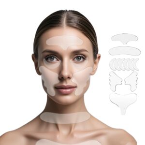 yishiqi patches for reducing wrinkles set of 11 pcs facial wrinkle remover strips, anti wrinkle patches for forehead eye neck chest and silicone pad remove face wrinkles treatment anti-ageing pad