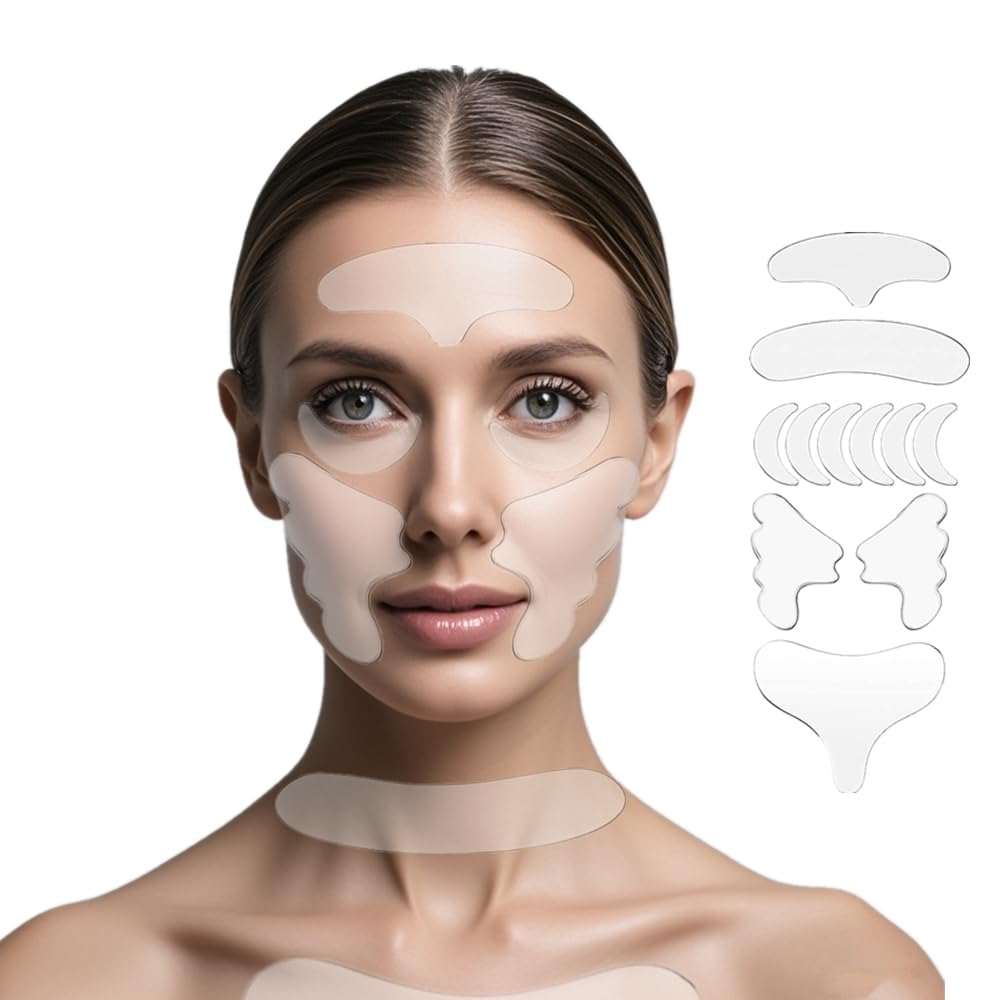 YISHIQI Patches for Reducing Wrinkles Set of 11 Pcs Facial Wrinkle Remover Strips, Anti Wrinkle Patches For Forehead Eye Neck Chest And SIlicone pad remove face Wrinkles Treatment Anti-Ageing Pad