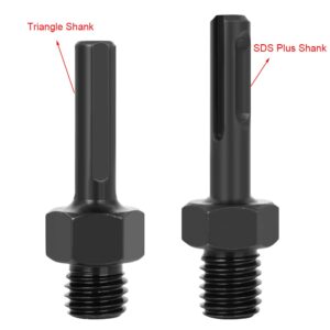 ASNOMY 2PCS Core Drill Bit Adapter 5/8"-11 Thread Male to 3/8" SDS Plus Shank and Triangle Shank, 5/8" 11 Male Drill Bit Adapter for Threaded Diamond Hole Saw