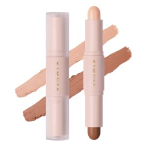 kimuse 2color dual cream contour stick, highlight & contour bronzer stick, long lasting & waterproof contour sticks kit for light skin face makeup