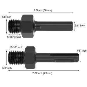 ASNOMY 2PCS Core Drill Bit Adapter 5/8"-11 Thread Male to 3/8" SDS Plus Shank and Triangle Shank, 5/8" 11 Male Drill Bit Adapter for Threaded Diamond Hole Saw