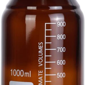 Basstein Lab Media Storage Amber Bottles Brown Graduated Glass Container GL45 Screw Cap Leakproof Multi-Purpose for Scientific | Pack of 4 (Orange,1000ml)