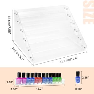 FFowcye Acrylic Nail Polish Organizer Rack, 6 Tier Nail Polish Holder Stand, Paint Rack Gel Nail Polish Shelf Display, Sunglass Organizer, Essential Oils Storage Shelf, Holds Up to 72 Bottles