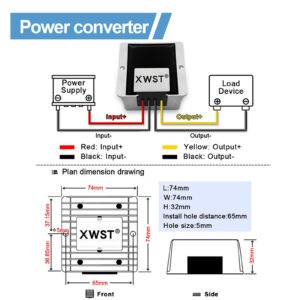 XWST DC DC Converter Reducer 30-90v 24v 48v 60v 72v to 24v DC Converter Step Down Buck 15A 360W dc Voltage Regulator for Golf Cart Car Device