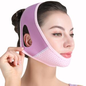 Reusable Double Chin Reducer,V Shaped Face Mask,Anti- Wrinkle Face Mask,Chin Up Mask, Face Lifting Belt(Pink)