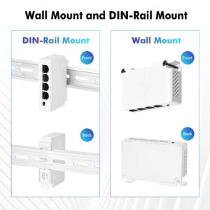 MokerLink 4 Port PoE Extender, IEEE 802.3 af/at PoE Repeater, 100Mbps, 1 PoE in 3 PoE Out, Wall & Din Rail Mount POE Passthrough Switch