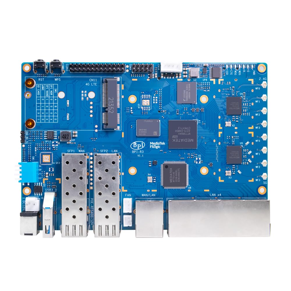 youyeetoo BPI-R3 Router Development Board MediaTek MT7986 8G EMMC with 2X SFP 2.5GbE/ 5X RJ45 GbE