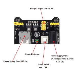 DIANN Electronics Component Basic Starter Kit with Power Supply Module, Jumper Wire,Precision Potentiometer,830 tie-Points Breadboard