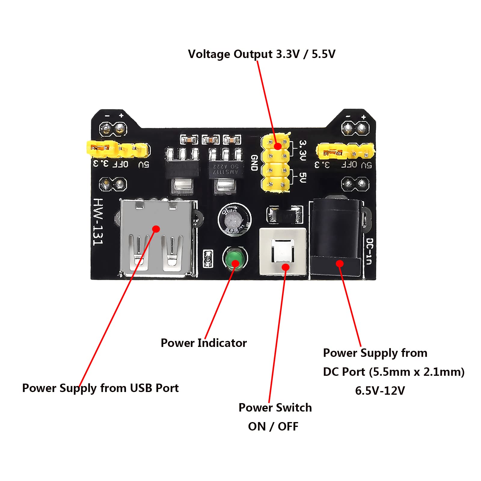 DIANN Electronics Component Basic Starter Kit with Power Supply Module, Jumper Wire,Precision Potentiometer,830 tie-Points Breadboard