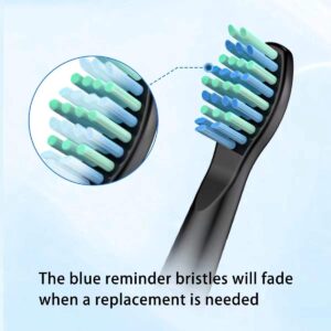 Replacement Toothbrush Heads Compatible with TEETHEORY Sonic and Fairywill Toothbrush - Electric Brush Heads Replacement for FW-507/508/515/551/917/959/D1/D3/D7/D8/2011, 10 Pack, Black