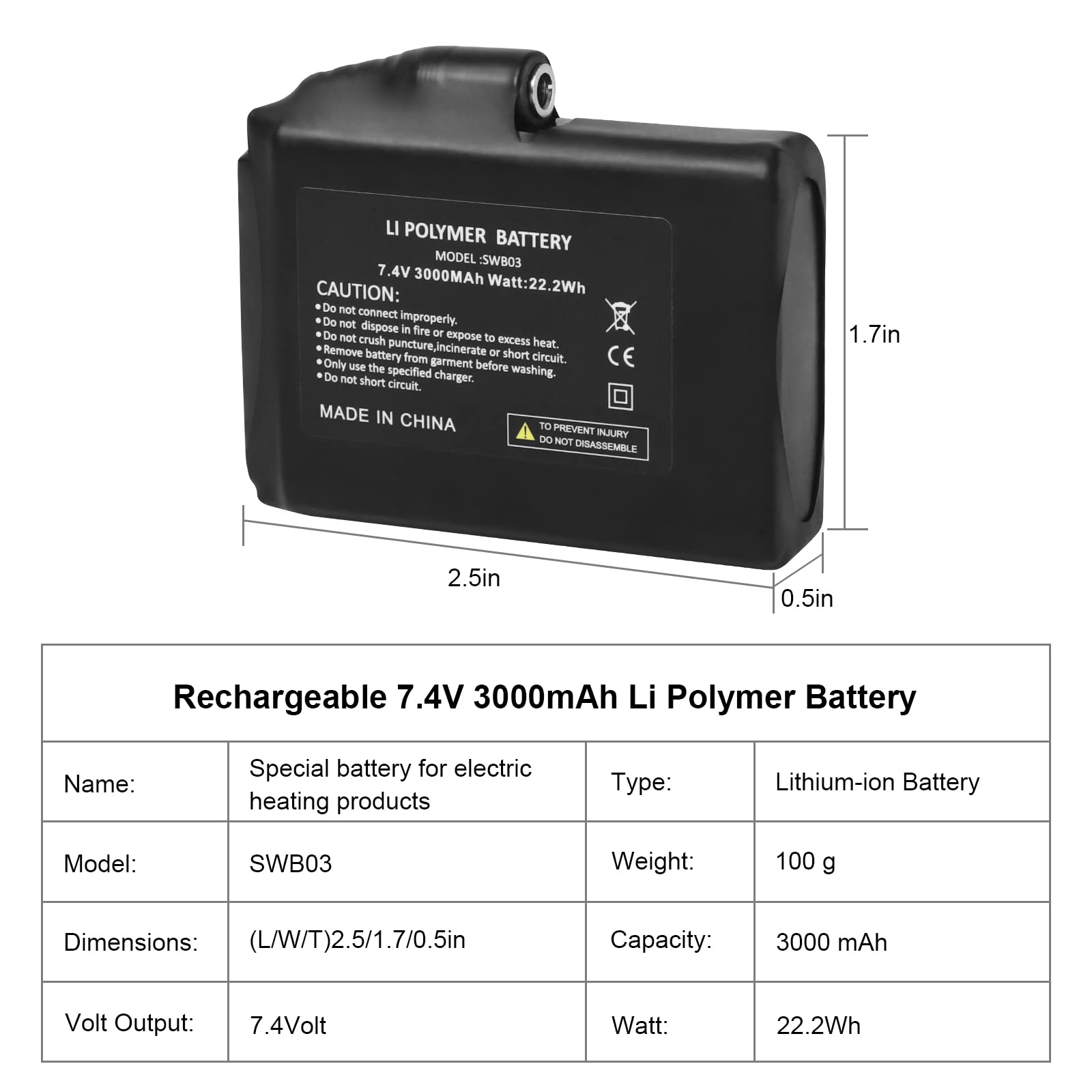 FEETMOR Rechargeable 7.4V 2200mAh/3000mAh Li-ion Battery (7.4V 3000mAh Battery(1 Pcs))